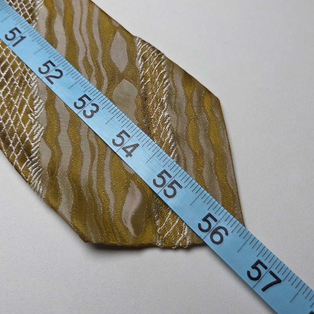 Hemphill-Wells Mens‎ Gold Abstract Geometric Metallic Woven Necktie 3.5 Inch